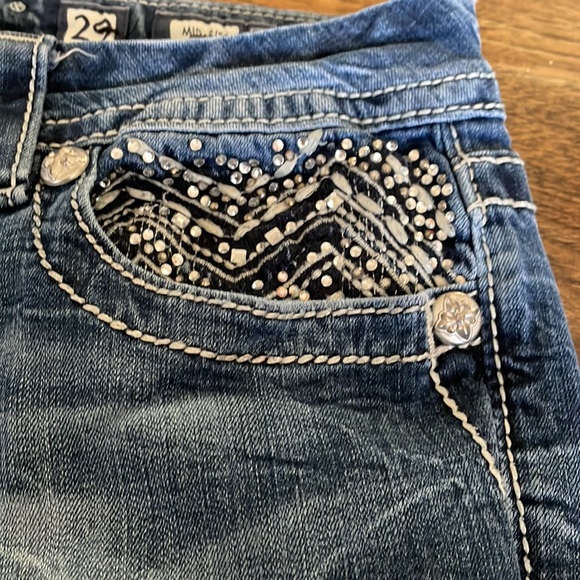 Miss Me Blue Boot Cut Jeans with White Accents - Picture 2 of 8